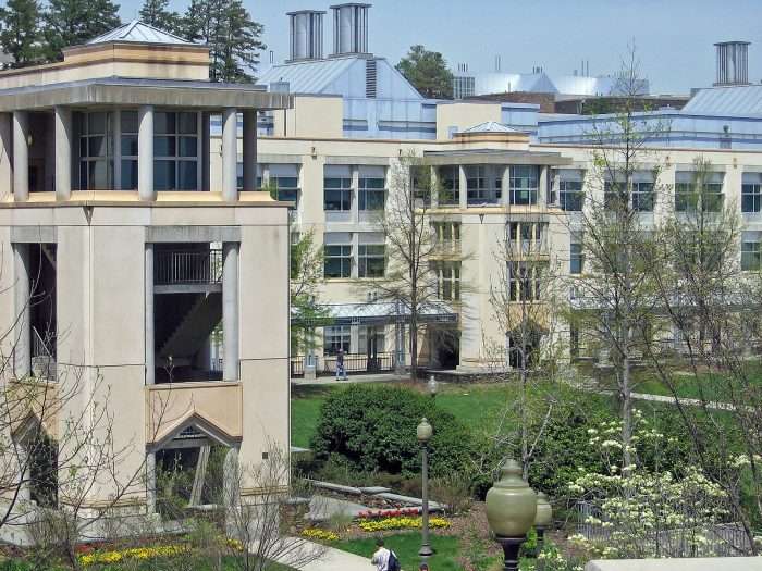 A view of Duke University's science center.