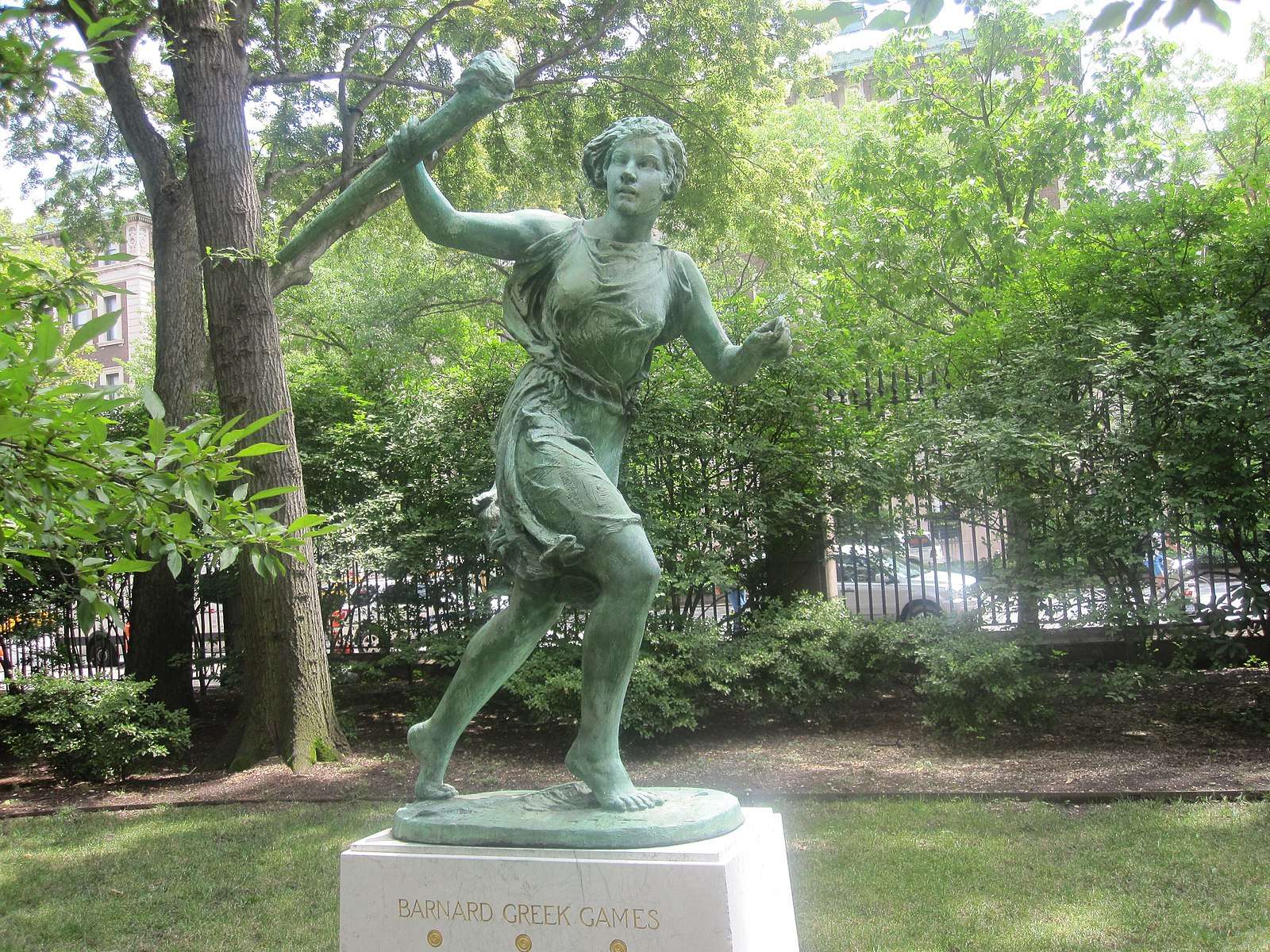 The Spirit of the Greek Games statue is featured at Barnard College.