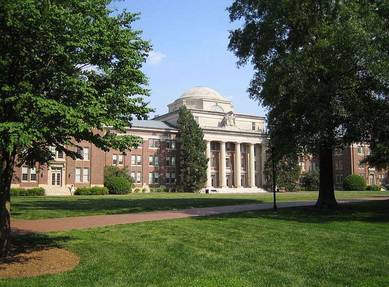 This is a wide shot of a colonial campus building.
