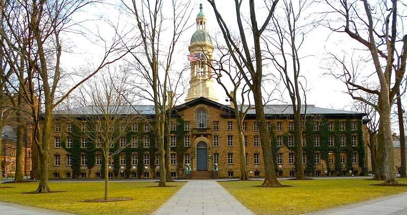 This is a wide shot of Nassau Hall at Princeton University.