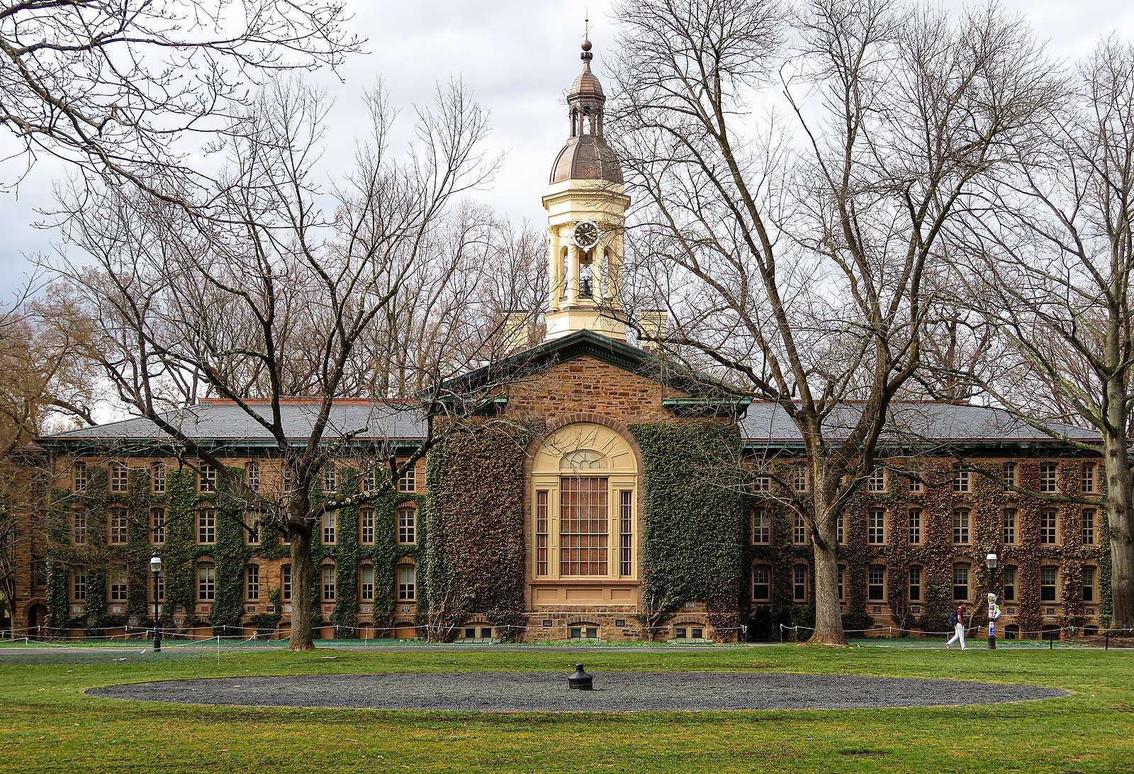 An exterior shot of Nassau Hall at Princeton University.