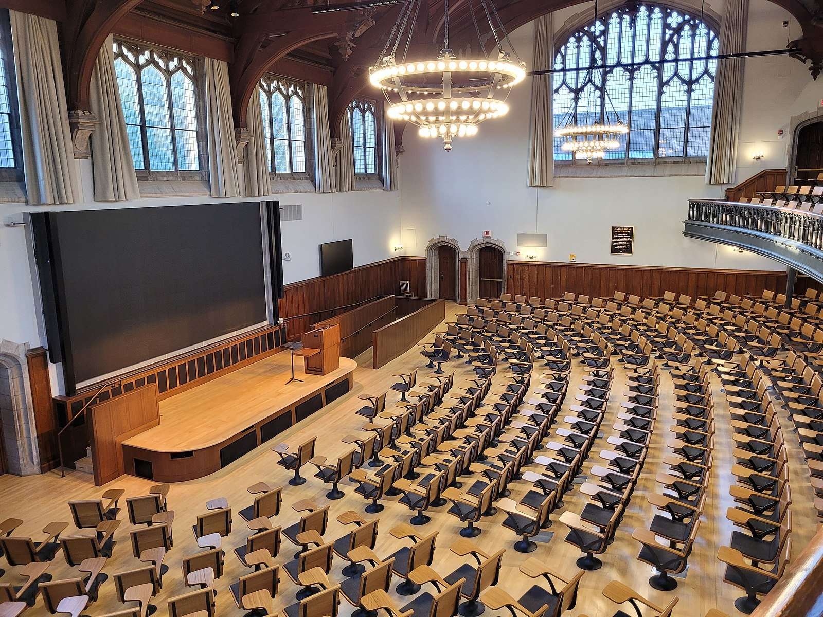 This is an aerial shot of a college lecture hall.